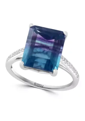 1/10 ct. t.w. Diamond and Fluorite Ring in 14K White Gold by Effy