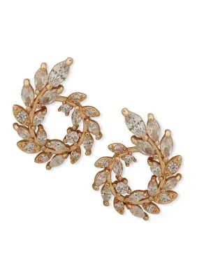 Gold Tone Open Cubic Zirconia Leaf Wreath Stud Earrings by Lonna & Lilly
