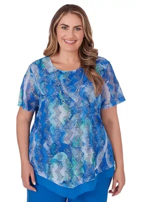 Neptune Beach Tie Dye Texture Top by Alfred Dunner