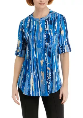 Updated Printed Zip Top by Kim Rogers