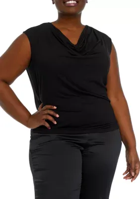 Pleated Cowl Neck Extended Shoulder Top by The Limited
