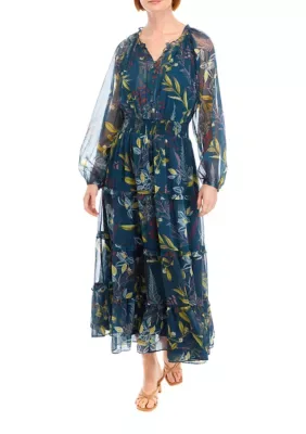 Split Neck Floral Midi Dress by Philosophy