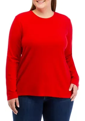 Long Sleeve Crew Neck Solid Top by Kim Rogers