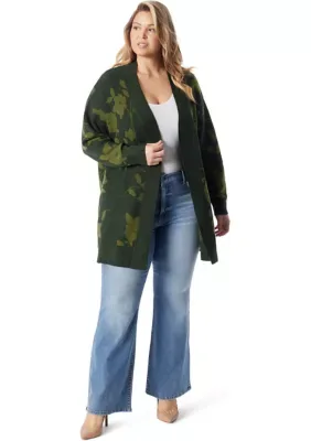 Open Front Jacquard Printed Cardigan by Jessica Simpson