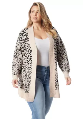 Open Front Jacquard Printed Cardigan