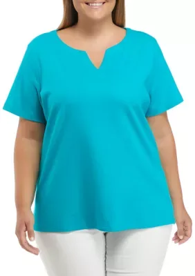 Short Sleeve Split Neck T-Shirt by Kim Rogers