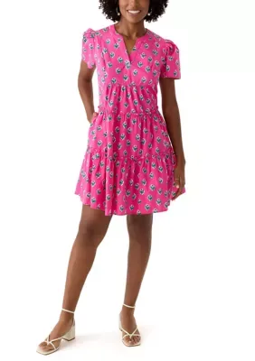 Puff Sleeve Printed Dress by Crown & Ivy