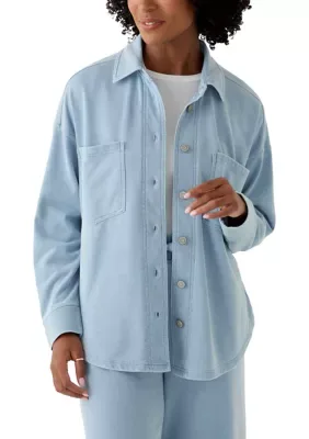 Long Sleeve Knit Terry Shacket by Wonderly