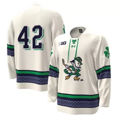 NCAA Under Armour #42 Notre Dame Fighting Irish Alternate Leprechaun Replica Hockey Jersey by Under Armour