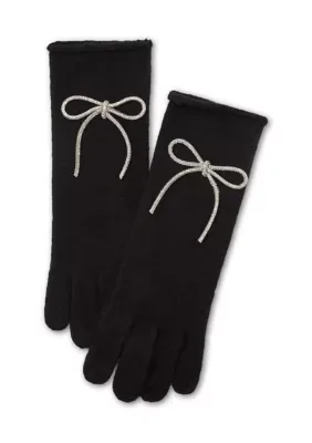 Embellished Bow Knit Gloves by kate spade