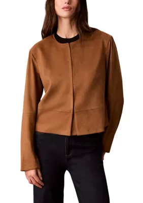Soft Vegan Suede Seamed Jacket by Calvin Klein
