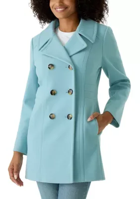 Double Breasted Notch Collar Peacoat by Anne Klein