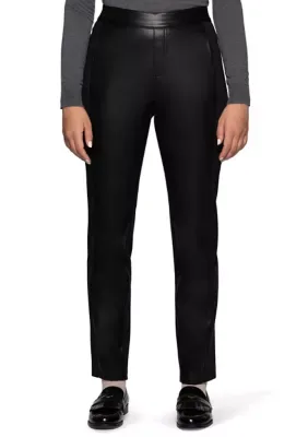 Natural Rise Straight Leg Faux Leather Ponte Blend Pants by HUE