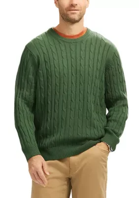 Cable Knit Crew Neck Marled Sweater by IZOD