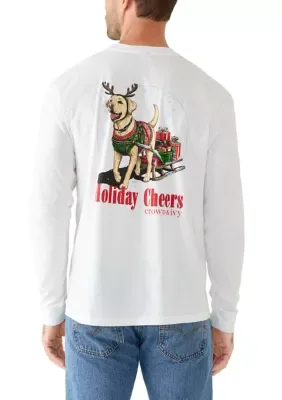 Cheerful Festive Dog Graphic Long Sleeve Shirt by Crown & Ivy