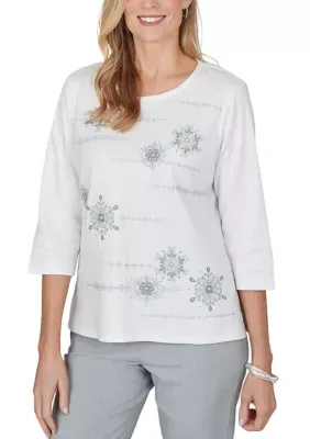 Vail Snowflake Biadere Top by Alfred Dunner