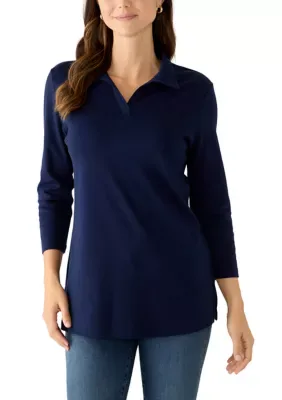 3/4 Sleeve Johnny Collar Polo Tunic