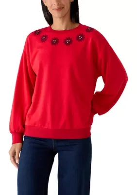 Long Sleeve Floral Sweeper Top by Crown & Ivy