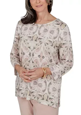 Luxe Be a Lady Ombr Geo Medallion Top by Alfred Dunner