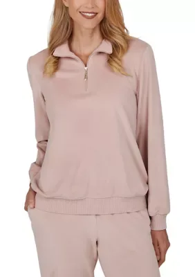 Luxe Be a Lady Luxe Zip Mock Neck Pullover by Alfred Dunner