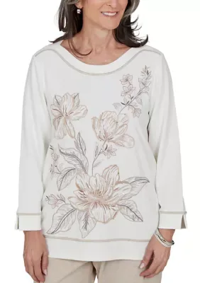 Luxe Be a Lady Floral Embroidery Sweater by Alfred Dunner