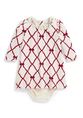 Ribbon-Print Velour Dress & Bloomer by Ralph Lauren