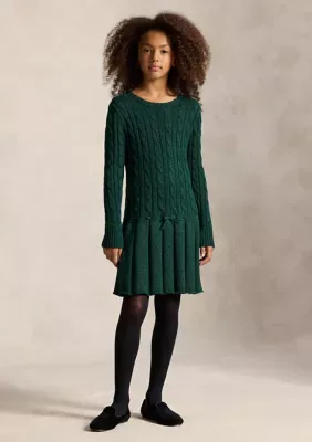 Metallic Cable-Knit Cotton Sweater Dress by Ralph Lauren