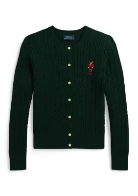 Polo Bear Mini-Cable Cotton Cardigan by Ralph Lauren
