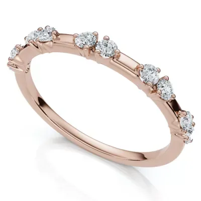Lab Created 1/5Ct Unique Alternating Diamond Wedding Band 14k White Gold Lab Grown by Pompeii