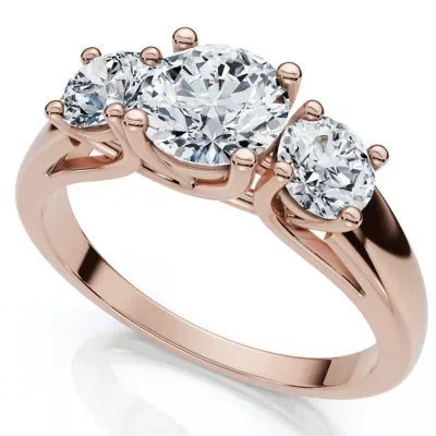 Lab Created 1Ct Three Stone Diamond Engagement Ring 14k Gold or Platinum Lab Grown FG/VS by Pompeii