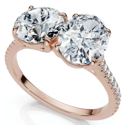 Lab Created 2 1/10Ct Toi Et Moi Oval & Round Diamond Ring 14k Gold or Platinum Lab Grown by Pompeii