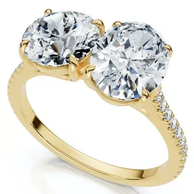 Lab Created 2 1/10Ct Toi Et Moi Oval & Round Diamond Ring 14k Gold or Platinum Lab Grown