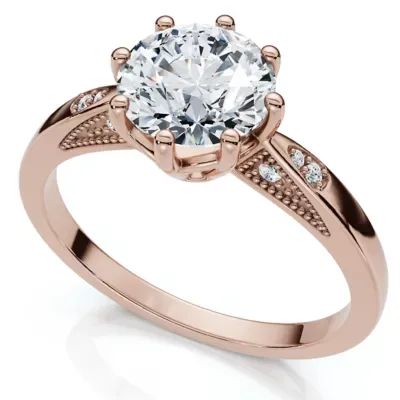 Lab Created 1Ct Crown Setting Diamond Engagement Ring 14k Gold or Platinum Lab Grown by Pompeii