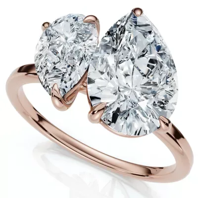 Lab Created 3Ct Toi Et Moi Pear Shape Diamond Ring 14k Gold Lab Grown EF/VS by Pompeii