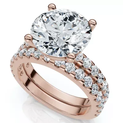 Lab Created Certified 3 1/2Ct Diamond Engagement Matching Wedding Rings 14k Gold Lab Grown by Pompeii