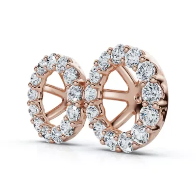 Lab Created 7/8Ct Diamond Earring Jacket 14k Gold Fits 6-6.5mm Round Stone Lab Grown by Pompeii