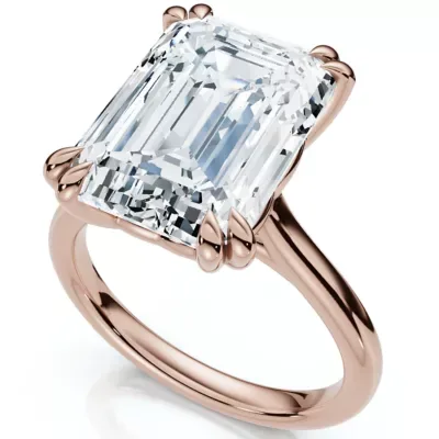Lab Created Certified 6Ct Emerald Cut Diamond Solitaire Ring 14k Gold Lab Grown FG/VS