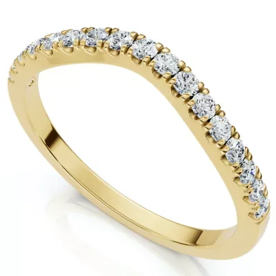 Lab Created Curved Accent Diamond Guard Ring 14k Gold EF/VS Lab Grown by Pompeii