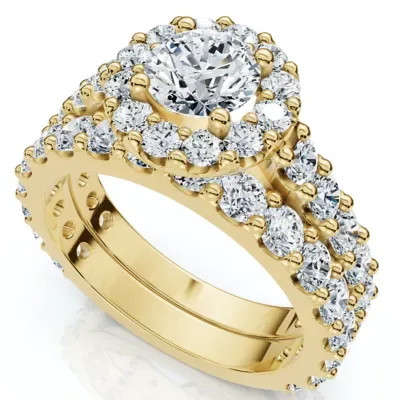Lab Created 2Ct Diamond Engagement Wedding Engagement Ring Set 10k Gold Lab Grown