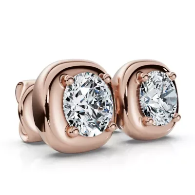 Lab Created 3Ct Cori Diamond Cushion Button Studs 14k Gold Earrings Lab Grown FG/VS by Pompeii