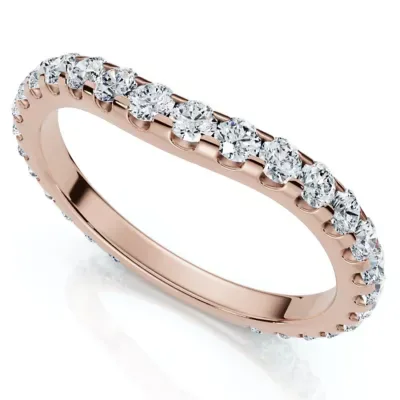 Lab Created 5/8Ct Curved Diamond Wedding Anniversary Matching Band 14k Gold Ring Lab Grown