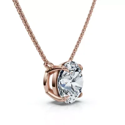 Lab Created 1Ct Solitaire Diamond Pendant 14k Gold Necklace Lab Grown 18"