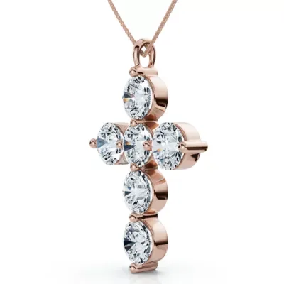 Lab Created 6Ct Diamond Cross Pendant Lab Grown Necklace EF/VS 18" by Pompeii