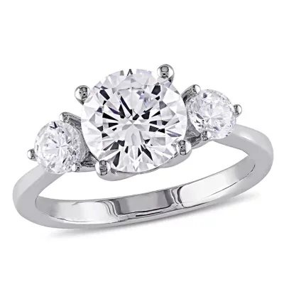 Cubic Zirconia 3-Stone Engagement Ring in Sterling Silver by Haylee Jewels