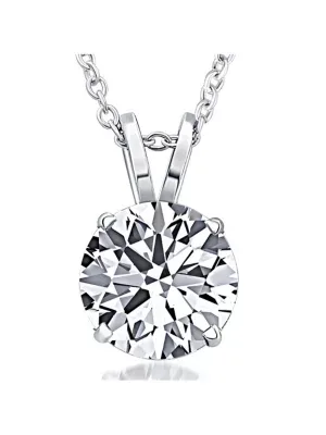 Lab Created Certified 5Ct H/VS2 Solitaire Diamond Pendant 14k White Gold Lab Grown Necklace 18" by Pompeii