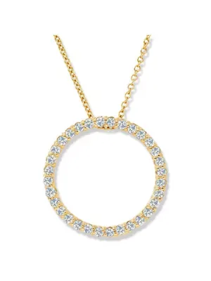 Lab Created Yellow Gold 1/2ct Circle of Life Lab Grown Diamond Pendant Necklace (3/4 Tall) 18"