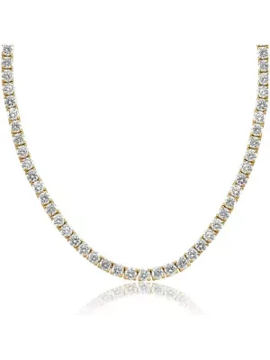 Lab Created Huge 29 ct Diamond Tennis Necklace 14K Yellow Gold 15" Lab Grown