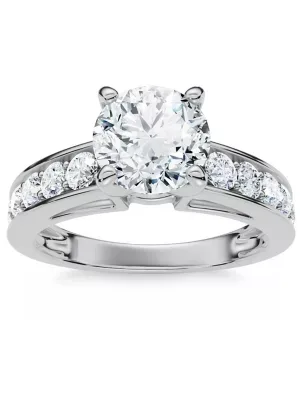 Lab Created Certified 3 ct Diamond Engagement Ring Cathedral Lab Grown (GH/VS2-SI1) 14K White Gold by Pompeii