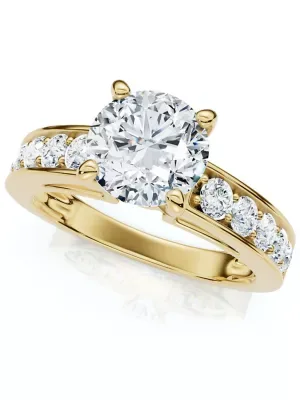 Lab Created Certified 3 ct Diamond Engagement Ring Cathedral Lab Grown (GH/VS2-SI1) 14K Yellow Gold