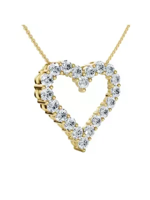 Lab Created F/VS 1.00Ct Diamond Heart Pendant 14k Yellow Gold Lab Grown 3/4 Tall Necklace 18" by Pompeii